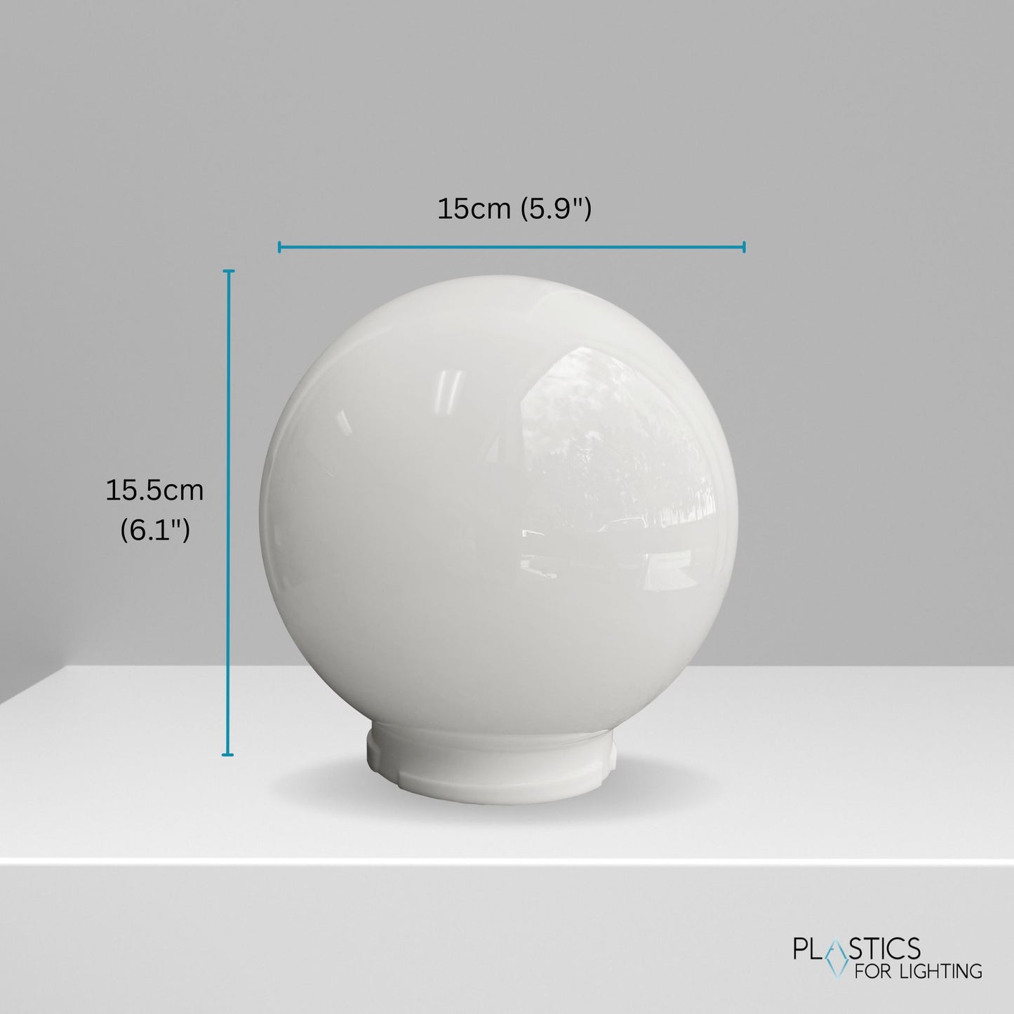 6" Diameter White Acrylic Globe with 3-1/8" Neck