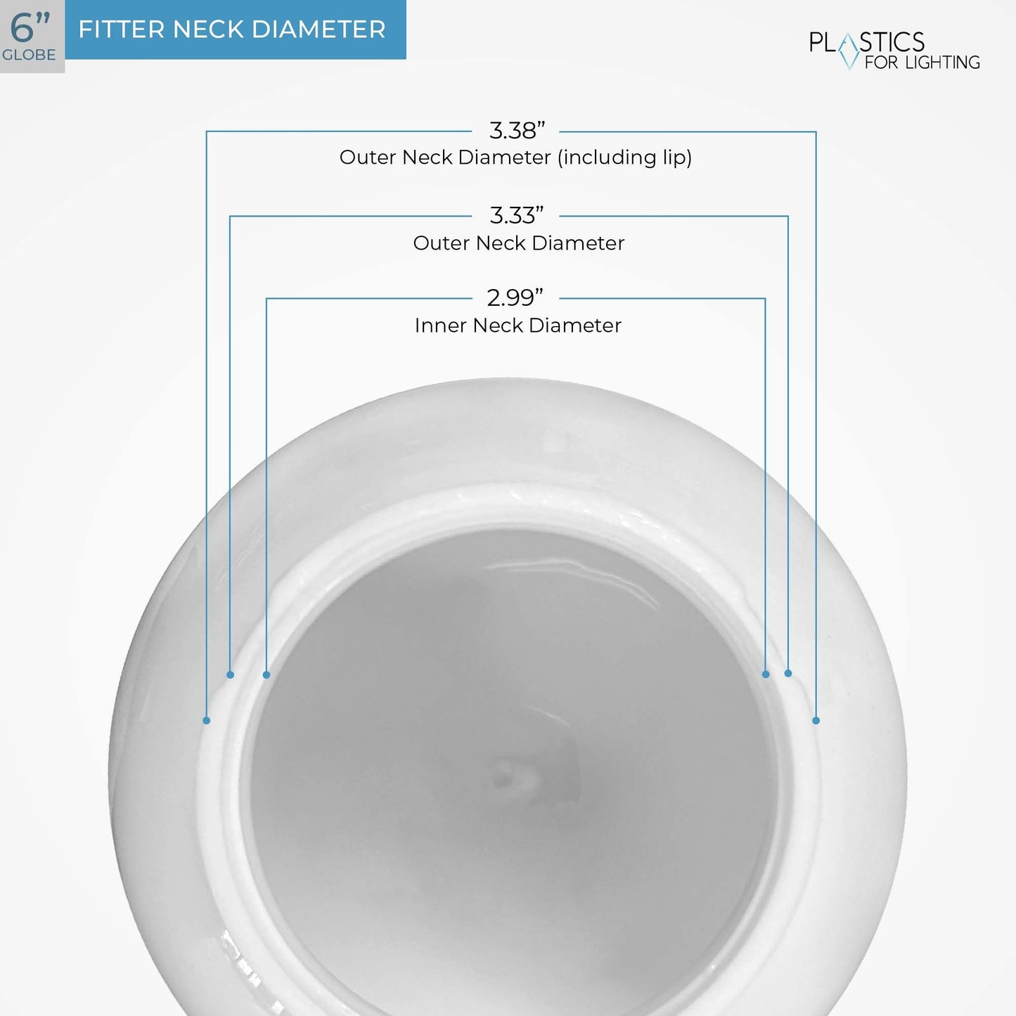 6" Diameter White Acrylic Globe with 3-1/8" Neck